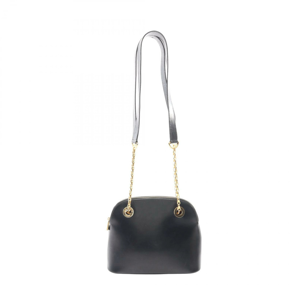 Celine Circle Logo Shoulder Bag Leather Black